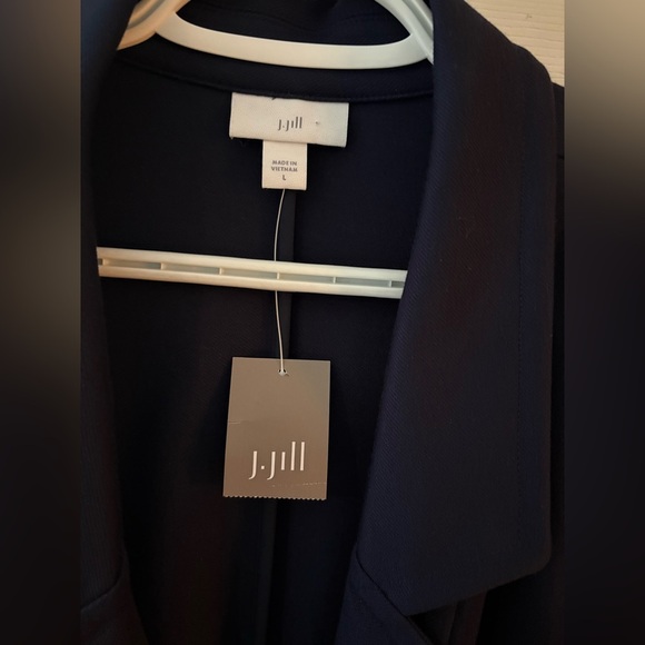 J. Jill NWT size large navy blue blazer jacket textured with stretch - Picture 2 of 10